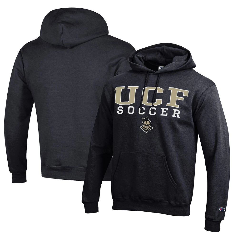 Men's Champion Black UCF Knights Soccer Stack Logo Powerblend Pullover Hoodie