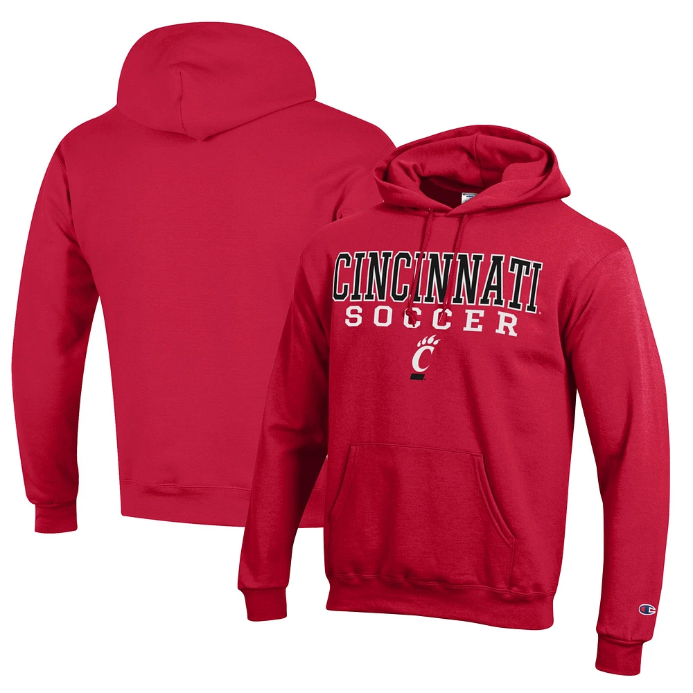 Men's Champion Red Cincinnati Bearcats Soccer Stack Logo Powerblend Pullover Hoodie