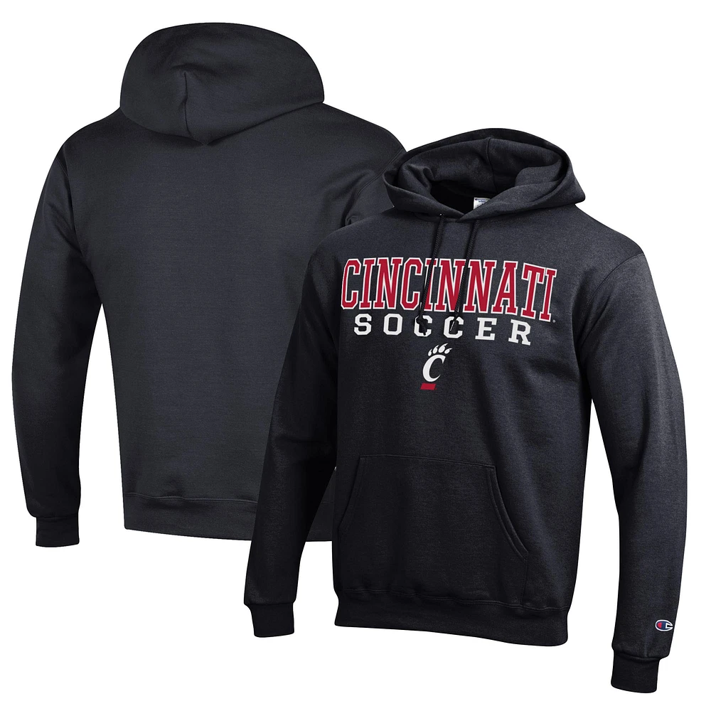Men's Champion Black Cincinnati Bearcats Soccer Stack Logo Powerblend Pullover Hoodie