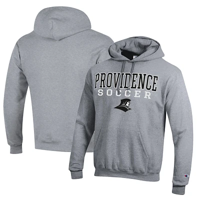 Men's Champion Heather Gray Providence Friars Soccer Stack Logo Powerblend Pullover Hoodie