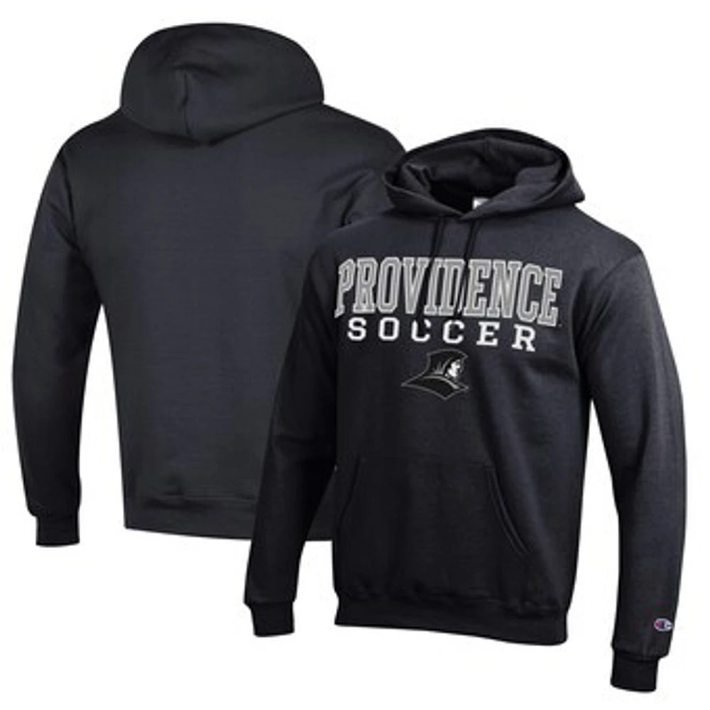 Men's Champion Black Providence Friars Soccer Stack Logo Powerblend Pullover Hoodie