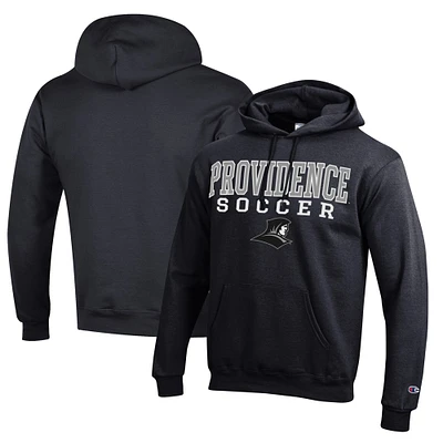 Men's Champion Black Providence Friars Soccer Stack Logo Powerblend Pullover Hoodie