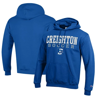 Men's Champion Blue Creighton Bluejays Soccer Stack Logo Powerblend Pullover Hoodie