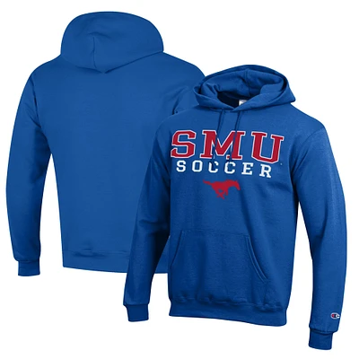 Men's Champion Royal SMU Mustangs Soccer Stack Logo Powerblend Pullover Hoodie