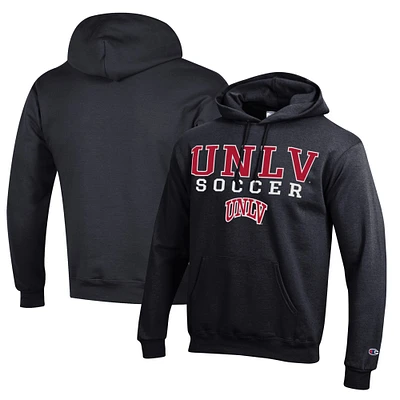 Men's Champion Black UNLV Rebels Soccer Stack Logo Powerblend Pullover Hoodie