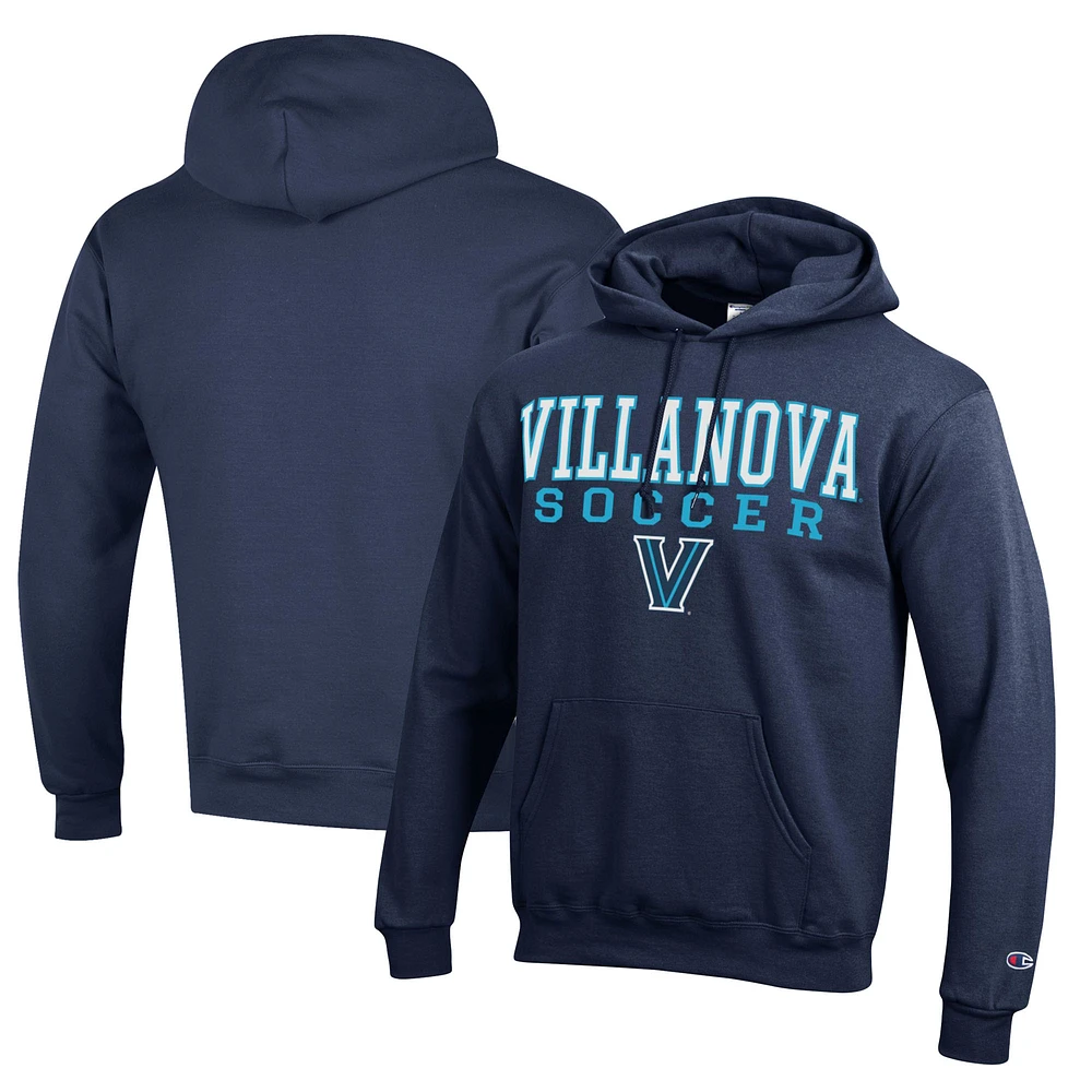 Men's Champion Navy Villanova Wildcats Soccer Stack Logo Powerblend Pullover Hoodie