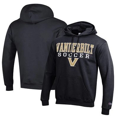 Men's Champion Black Vanderbilt Commodores Soccer Stack Logo Powerblend Pullover Hoodie
