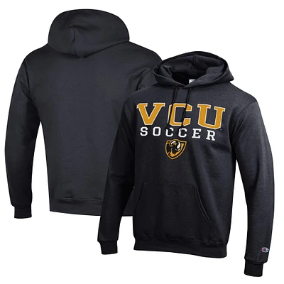 Men's Champion Black VCU Rams Soccer Stack Logo Powerblend Pullover Hoodie