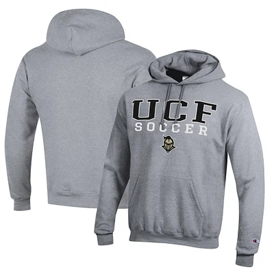 Men's Champion Heather Gray UCF Knights Soccer Stack Logo Powerblend Pullover Hoodie