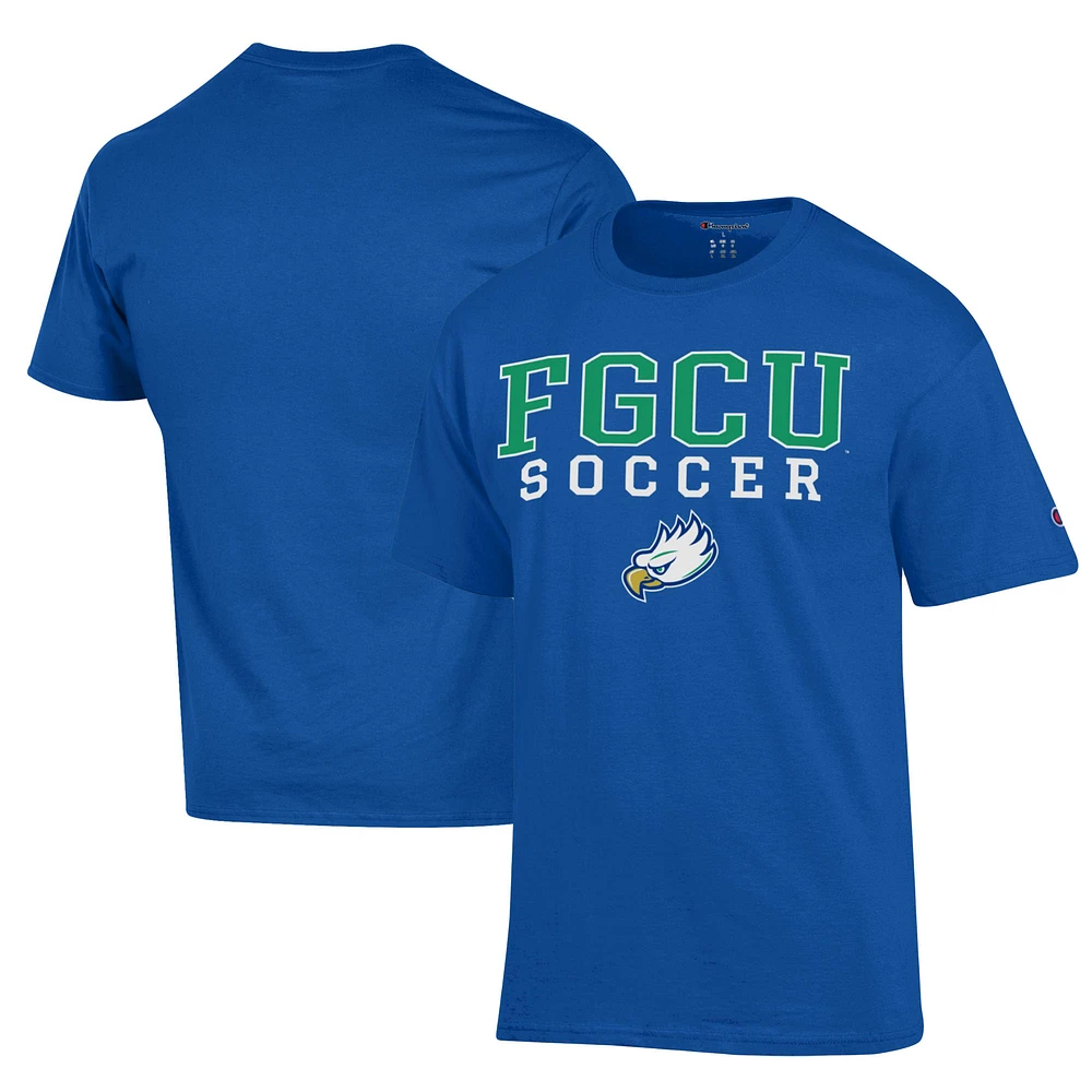 Men's Champion Blue Florida Gulf Coast Eagles Soccer Stack Logo Powerblend T-Shirt