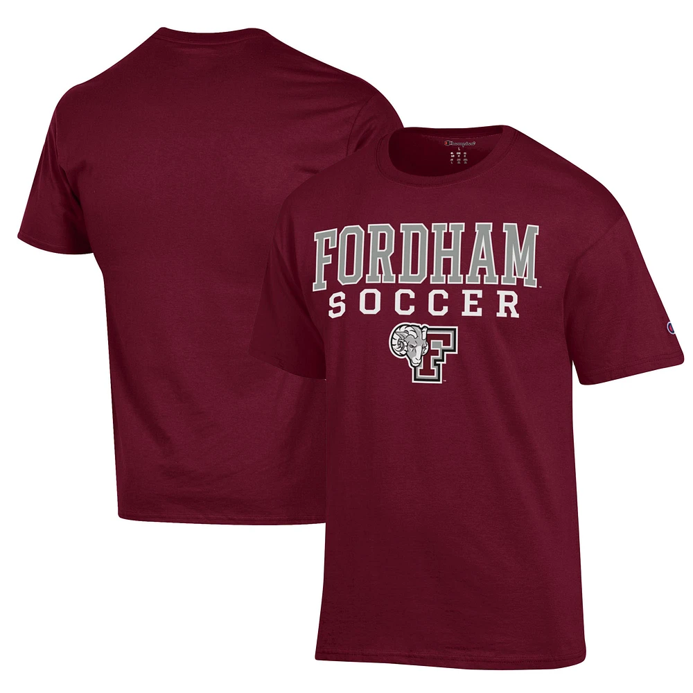 Men's Champion Maroon Fordham Rams Soccer Stack Logo Powerblend T-Shirt