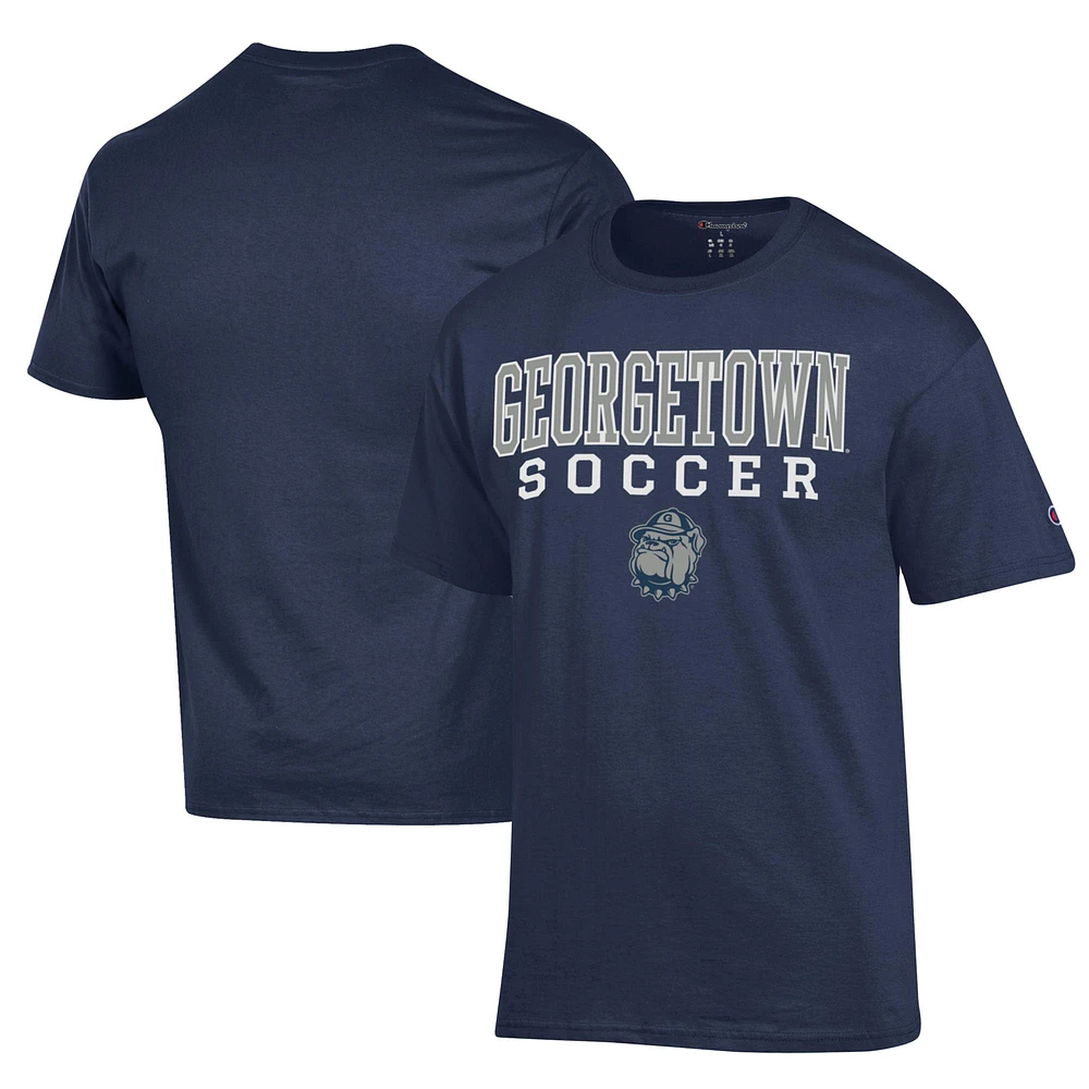 Men's Champion Navy Georgetown Hoyas Soccer Stack Logo Powerblend T-Shirt