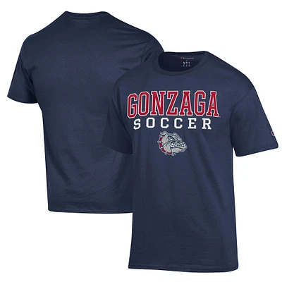 Men's Champion Navy Gonzaga Bulldogs Soccer Stack Logo Powerblend T-Shirt