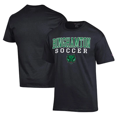 Men's Champion Black Binghamton Bearcats Soccer Stack Logo Powerblend T-Shirt