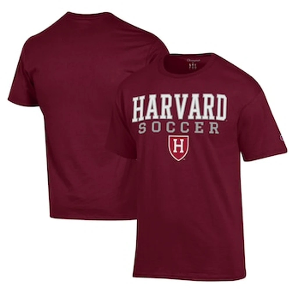 Men's Champion Crimson Harvard Soccer Stack Logo Powerblend T-Shirt