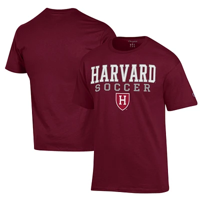 Men's Champion Crimson Harvard Soccer Stack Logo Powerblend T-Shirt