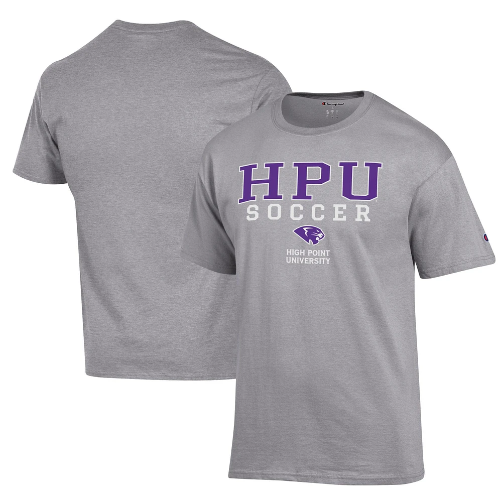 Men's Champion Gray High Point Panthers Soccer Stack Logo Powerblend T-Shirt