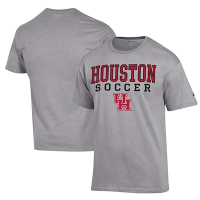 Men's Champion Gray Houston Cougars Soccer Stack Logo Powerblend T-Shirt
