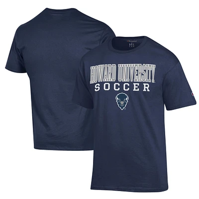 Men's Champion Navy Howard Bison Soccer Stack Logo Powerblend T-Shirt