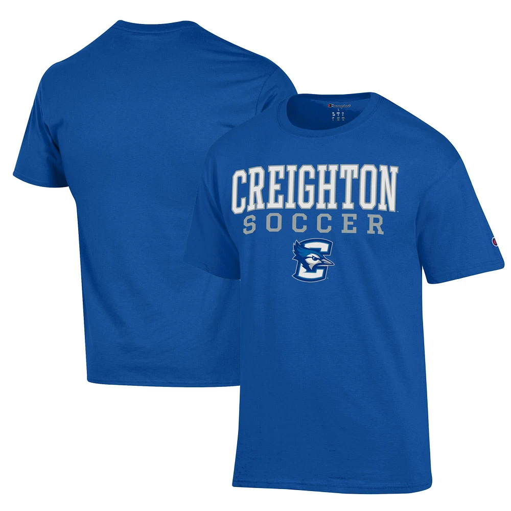 Men's Champion Blue Creighton Bluejays Soccer Stack Logo Powerblend T-Shirt