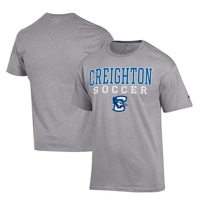 Men's Champion Gray Creighton Bluejays Soccer Stack Logo Powerblend T-Shirt