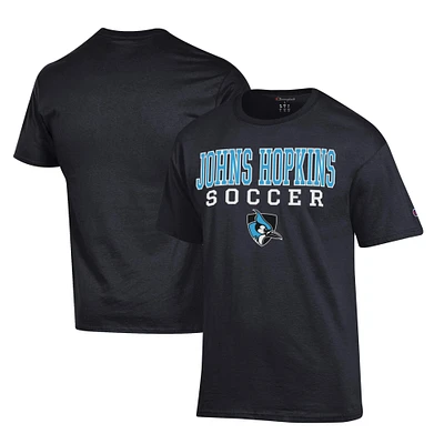 Men's Champion Black Johns Hopkins Blue Jays Soccer Stack Logo Powerblend T-Shirt
