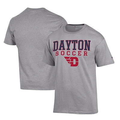 Men's Champion Gray Dayton Flyers Soccer Stack Logo Powerblend T-Shirt