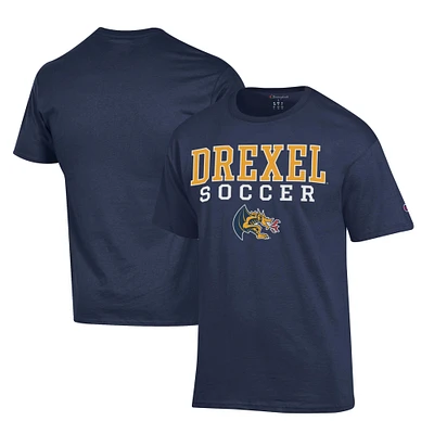 Men's Champion Navy Drexel Dragons Soccer Stack Logo Powerblend T-Shirt
