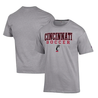 Men's Champion Gray Cincinnati Bearcats Soccer Stack Logo Powerblend T-Shirt