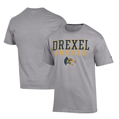 Men's Champion Gray Drexel Dragons Soccer Stack Logo Powerblend T-Shirt