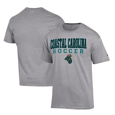 Men's Champion Gray Coastal Carolina Chanticleers Soccer Stack Logo Powerblend T-Shirt