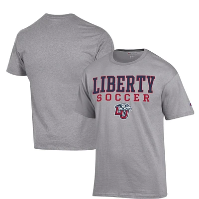 Men's Champion Gray Liberty Flames Soccer Stack Logo Powerblend T-Shirt