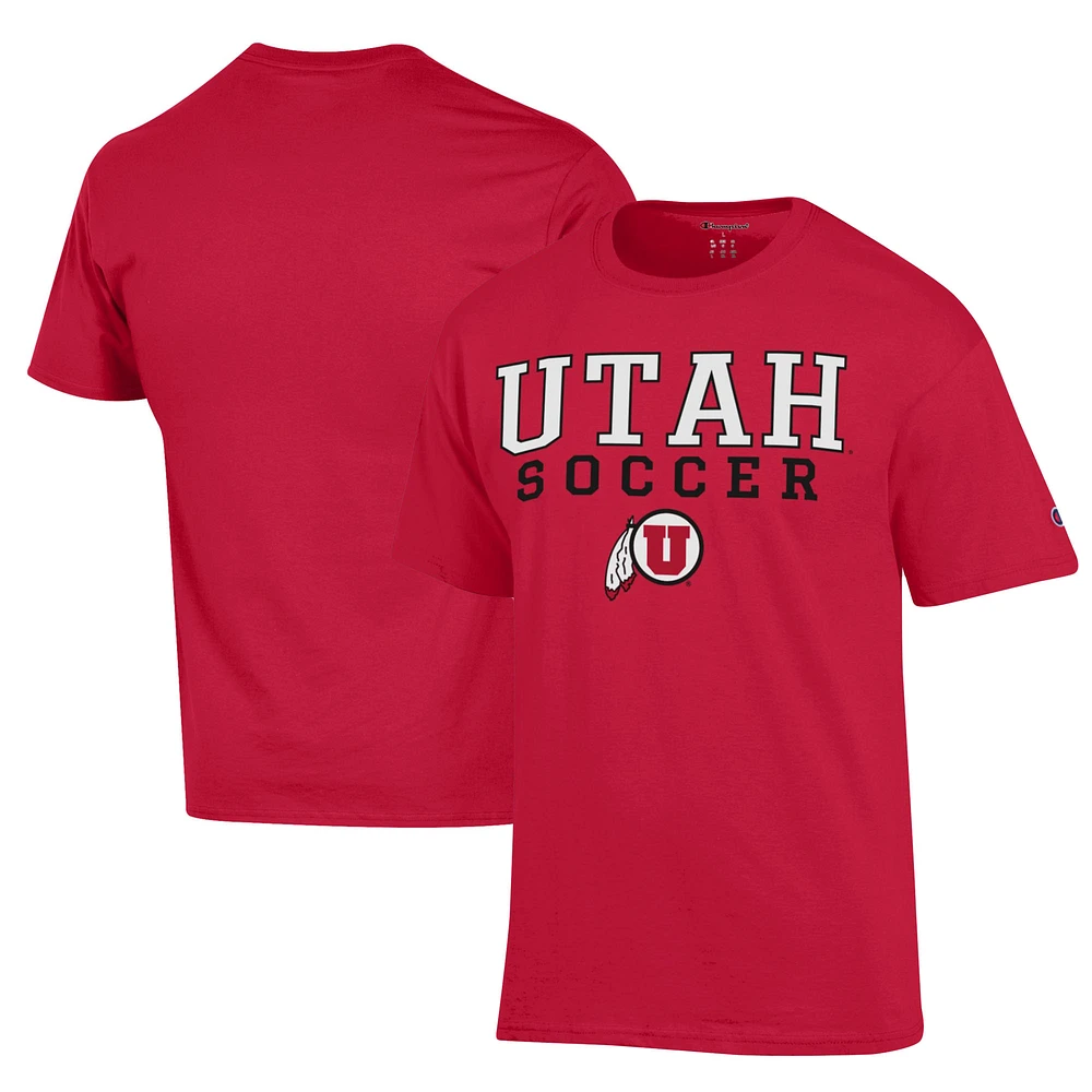 Men's Champion Utah Utes Soccer Stack Logo Powerblend T-Shirt