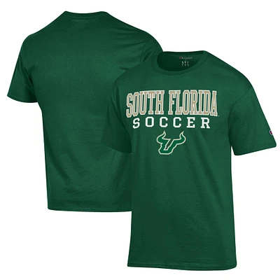 Men's Champion Green South Florida Bulls Soccer Stack Logo Powerblend T-Shirt