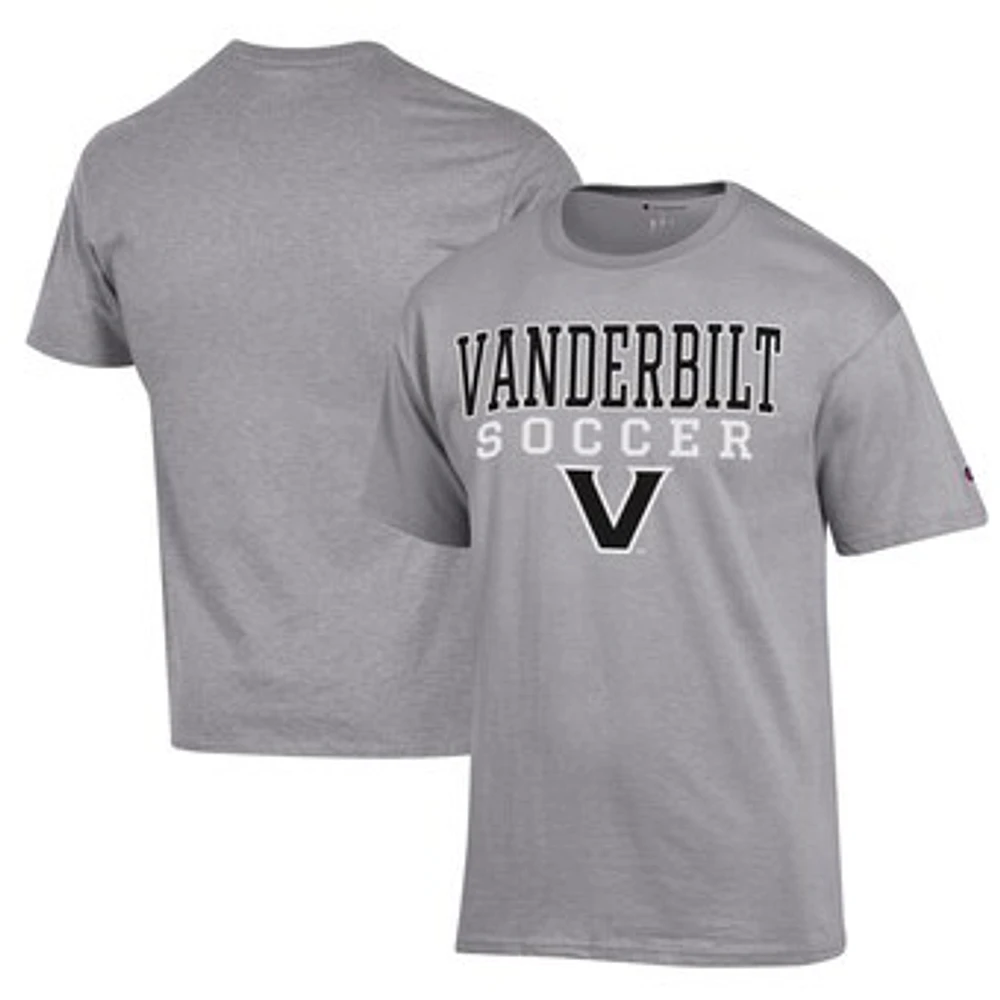 Men's Champion Gray Vanderbilt Commodores Soccer Stack Logo Powerblend T-Shirt