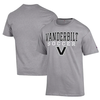 Men's Champion Gray Vanderbilt Commodores Soccer Stack Logo Powerblend T-Shirt