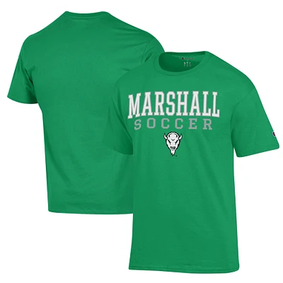 Men's Champion Kelly Green Marshall Thundering Herd Soccer Stack Logo Powerblend T-Shirt
