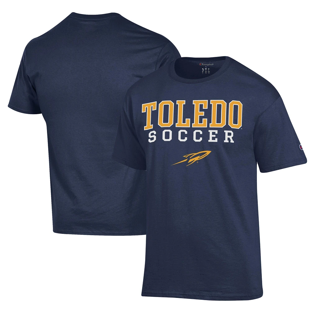 Men's Champion Navy Toledo Rockets Soccer Stack Logo Powerblend T-Shirt