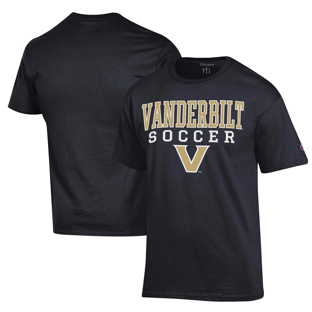 Men's Champion Black Vanderbilt Commodores Soccer Stack Logo Powerblend T-Shirt