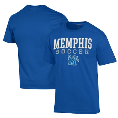 Men's Champion Royal Memphis Tigers Soccer Stack Logo Powerblend T-Shirt