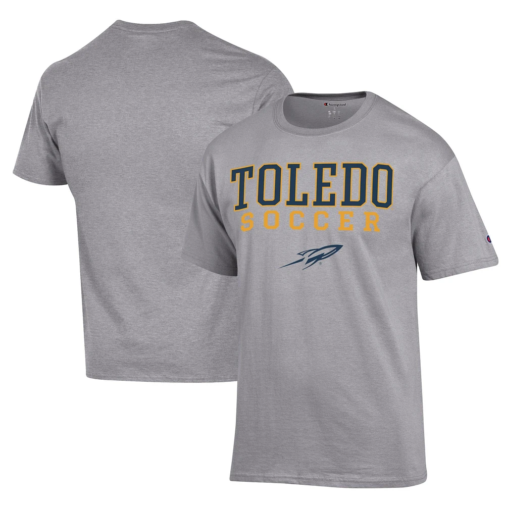 Men's Champion Gray Toledo Rockets Soccer Stack Logo Powerblend T-Shirt