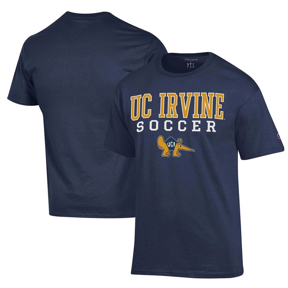 Men's Champion Navy UC Irvine Anteaters Soccer Stack Logo Powerblend T-Shirt