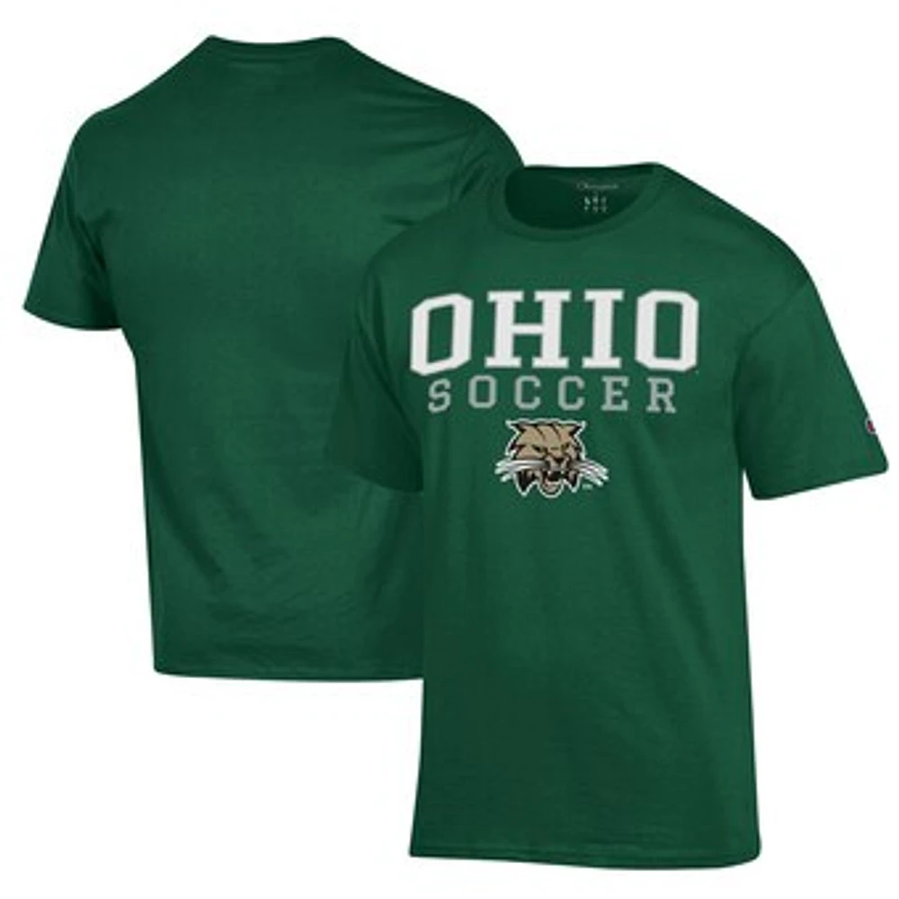 Men's Champion Green Ohio Bobcats Soccer Stack Logo Powerblend T-Shirt