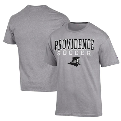 Men's Champion Gray Providence Friars Soccer Stack Logo Powerblend T-Shirt