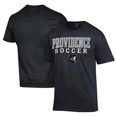 Men's Champion Black Providence Friars Soccer Stack Logo Powerblend T-Shirt