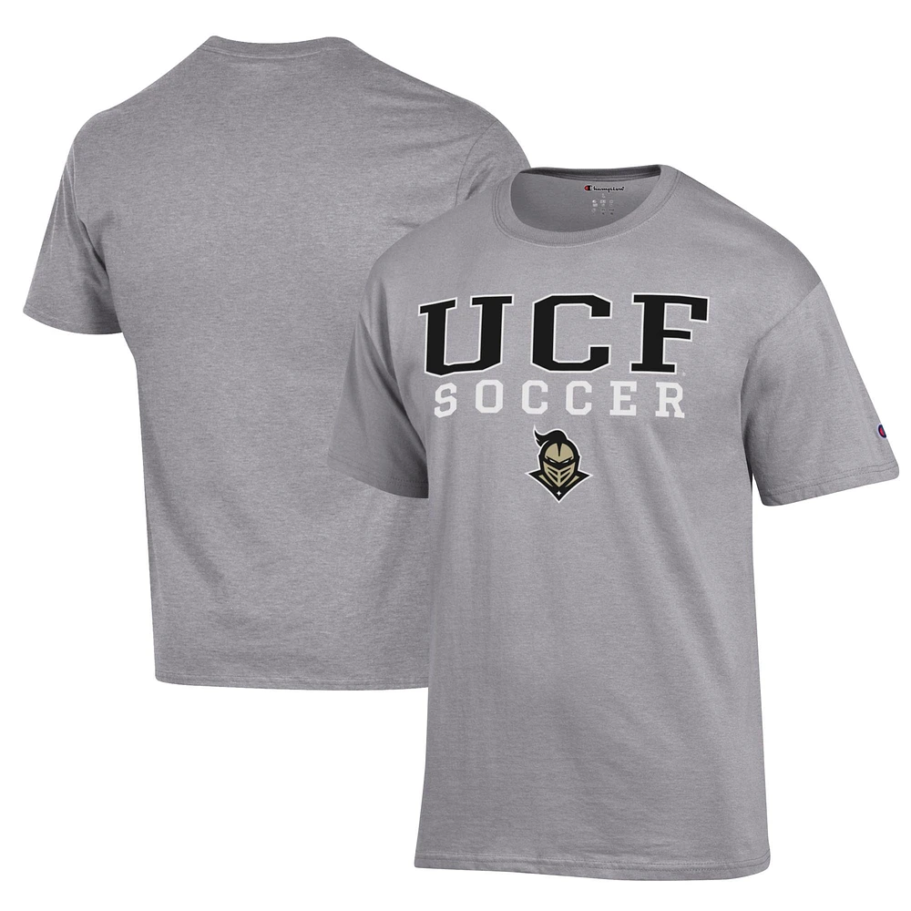 Men's Champion Gray UCF Knights Soccer Stack Logo Powerblend T-Shirt