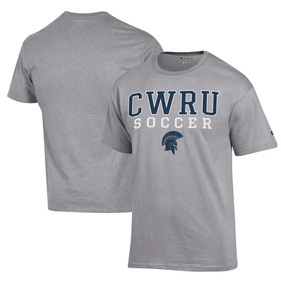 Men's Champion Gray Case Western Reserve Spartans Soccer Stack Logo Powerblend T-Shirt