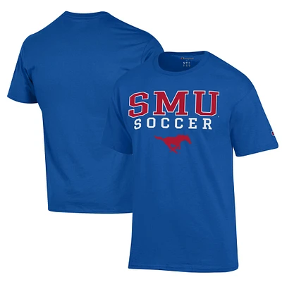 Men's Champion Royal SMU Mustangs Soccer Stack Logo Powerblend T-Shirt