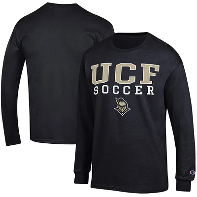 Men's Champion Black UCF Knights Soccer Stacked Logo Long Sleeve T-Shirt