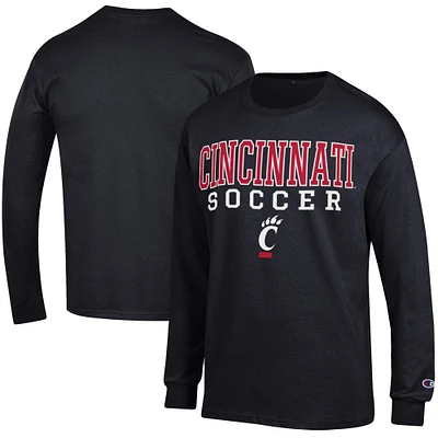 Men's Champion Black Cincinnati Bearcats Soccer Stacked Logo Long Sleeve T-Shirt